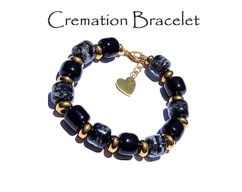 Memorial Jewelry Bracelet With Glass Ash Beads - Mourning Jewelry Cremation Beaded Bracelet