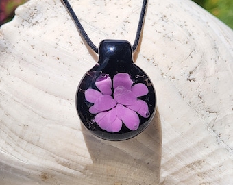 Small Minimalist Purple Glass Pendant Necklace - Handmade Statement Jewelry
