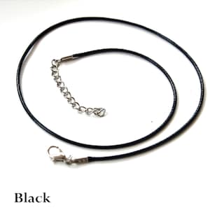 2mm Black Waxed Cotton Necklace Cord: DIY Jewelry Making, Lobster Clasp, 17 Inch