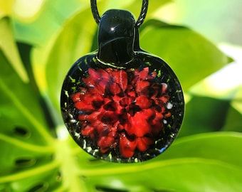 Blown Glass Pendant Necklace - Lampworked Borosilicate Heady Glass Jewelry
