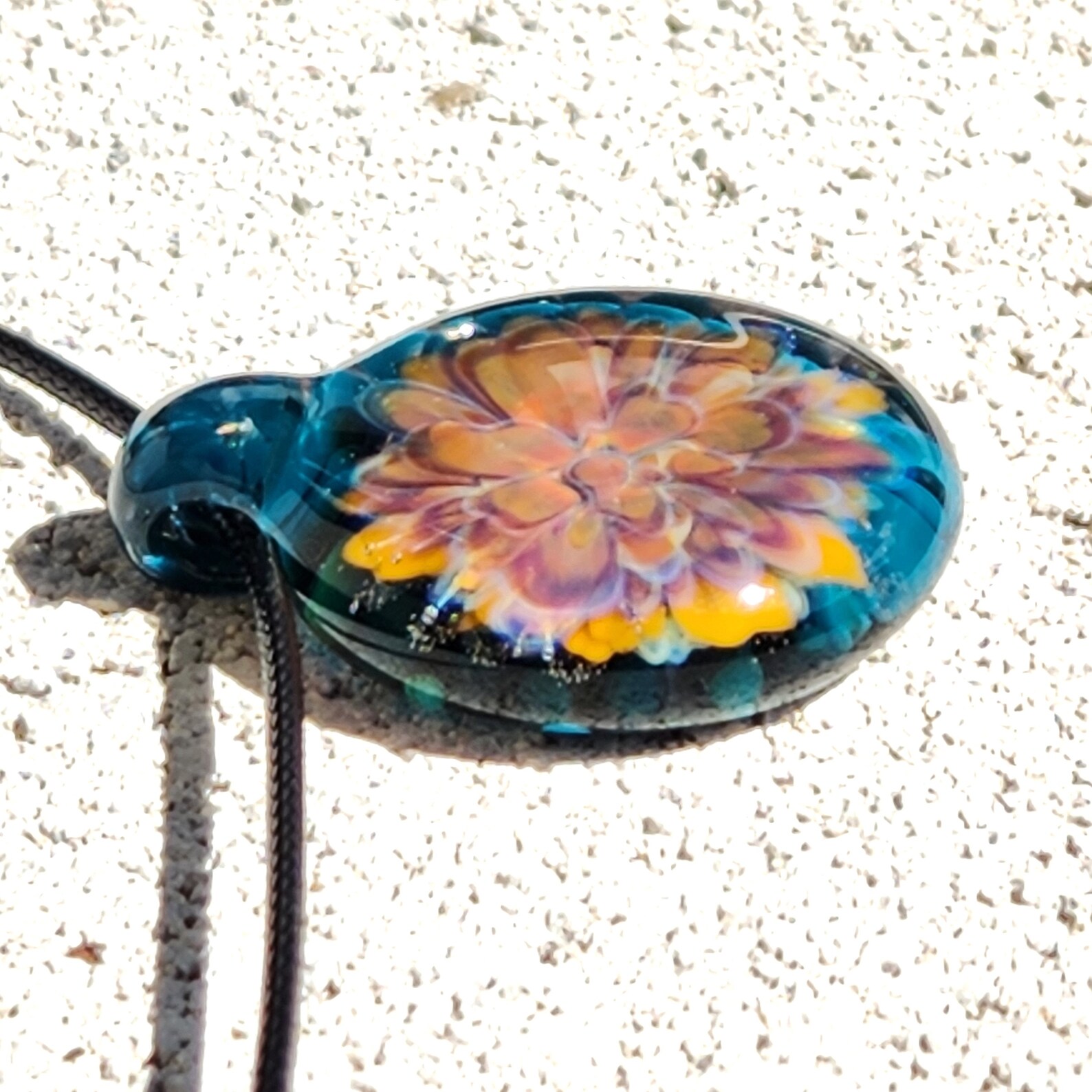 Blown Glass Pendant Necklace. Splash of Color Trippy Glass Etsy