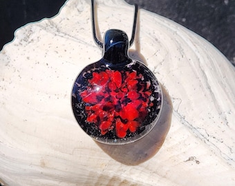 Blown Glass Pendant Necklace - Lampworked Borosilicate Heady Glass Jewelry