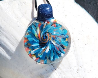 Trippy glass pendant - Heady glass - Unique Jewelry Gift - Pendant Necklace - Gift for her - Gift for him - Birthday gift -Flower pendant