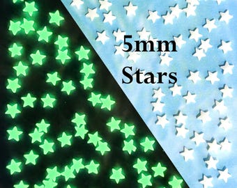 Glow-in-the-Dark Polymer Clay Slices: Stars, Moon, Heart - 20g