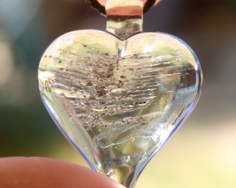 Cremation Jewelry - Forever in My Heart - Glass Heart Ash Necklace - Ashes Jewelry - Cremation Heart Jewelry - Cremate Jewelry - Heart