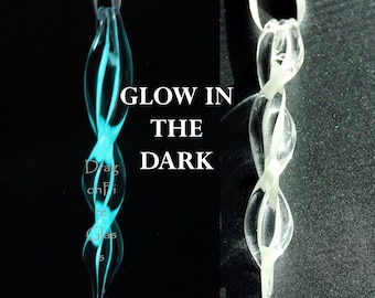 Christmas Tree Ornament - 1 Glow in the Dark Glass Icicle Handmade Ornament
