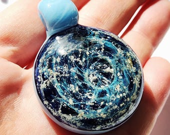 Sky Blue Cremation Jewelry - Pet Memorial Pendant, Cremation Jewelry for Men or Women