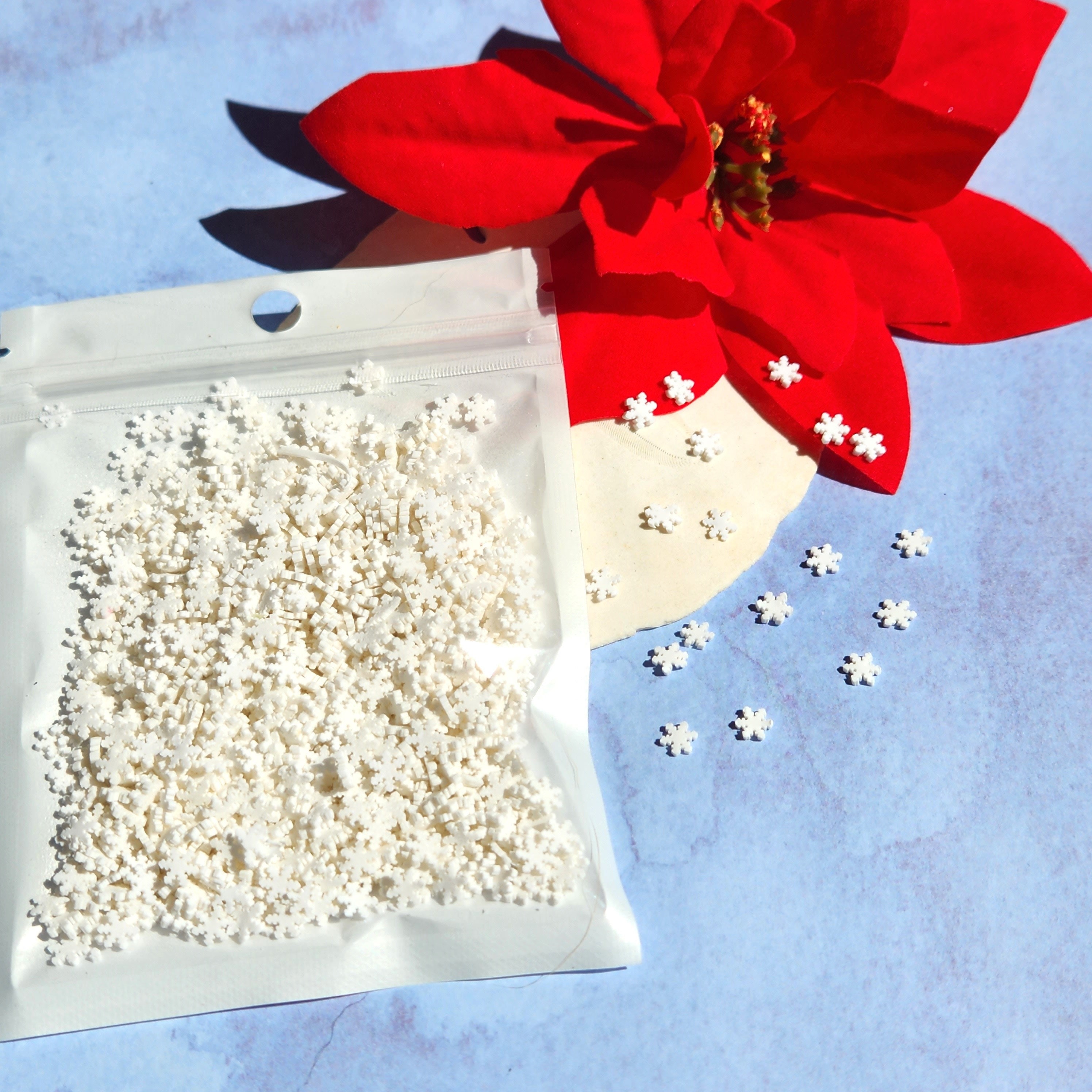 Thin Snowflake White Fimo Fake Sprinkles Polymer Clay Christmas Snowfl