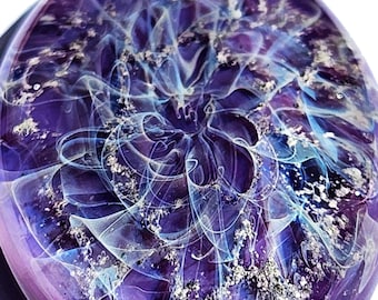 Purple Galaxy Cremation Touchstone: Borosilicate Glass Memorial Keepsake