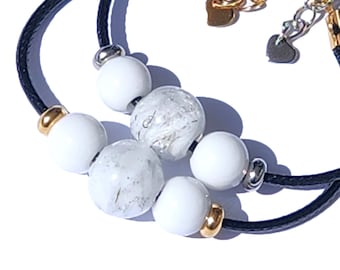 Cremation Jewelry Bracelet - White Ashes Bracelet. Glass Cremation Pet Memorial Gift. Jewelry for Grief. Keepsake Bracelet for Women