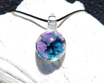 Unique and Eye-Catching Small Glass Pendant - Hand Blown Glass Necklace