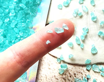 Crushed Glass for Resin, Beach Art 50g bag - Coasters, Keychains, Inlay, Art, Aqua Color Glass. Resin Supply. Silicone Mold Resin Filler