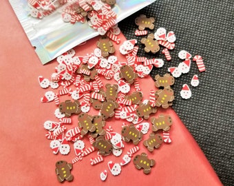 Christmas Polymer Clay Slices Fillings. Santa Candy Canes Slices Sprinkles for Slime Nail Art Crafts. Resin Supplies. Nail Art Supplies