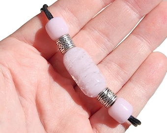 Pink Cremation Bracelet with Handmade Ash Infused Glass Bead