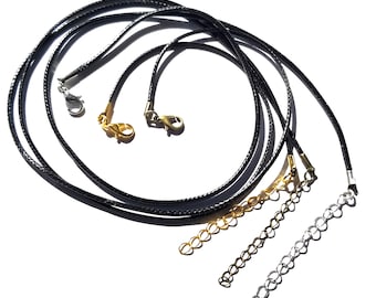 Black Necklace Cord - Necklace Bracelet Jewelry Making - Lobster Claw Clasp - DIY Jewelry Making, Black Necklace Cord 17 Inches long 2 mm