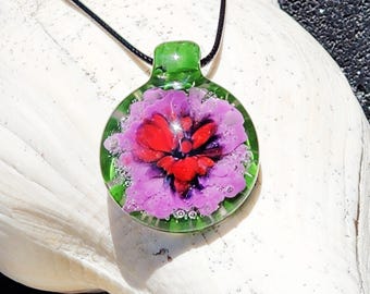 Large Heady Glass Pendant Necklace : Unique Handmade Blown Glass Pendant