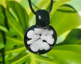 White Flower Glass Pendant Necklace - Handmade Borosilicate Jewelry