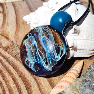 Handmade Blown Glass Pendant Necklace - Trippy glass pendant, Heady Glass Pendant, Birthday Gift for Him for Her, Hand Blown Glass Jewelry