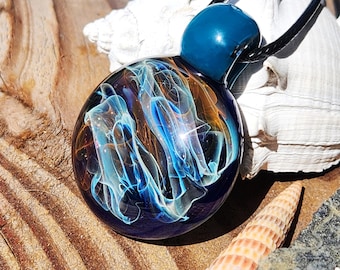Handmade Blown Glass Pendant Necklace - Trippy glass pendant, Heady Glass Pendant
