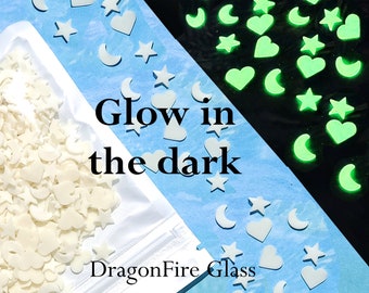 Glow in the Dark Polymer Clay Slices – Moon, Heart, Star Shapes for Slime, Nail Art, Resin Crafts. DIY supplies perfect for beginners