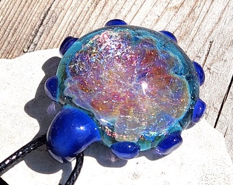 Handmade Dichroic Glass Pendant Necklace - Lampworked Borosilicate Glass