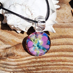 Purple & Small Glass Pendant – Handmade Necklace – Boho Jewelry Gift - Handblown Borosilicate Glass Pendant Necklace - Small Unique Jewelry