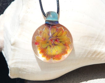 Blown Glass Pendant Statement Necklace - Heady glass pendant. Handmade jewelry. Implosion glass pendant. Best friends gift.