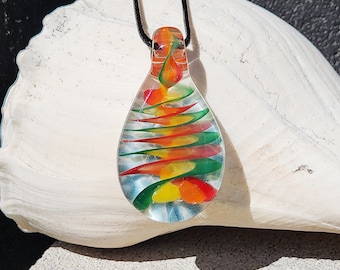 Handmade jewelry Blown glass pendant necklace - Trippy glass pendants. Heady glass pendant. Unique birthday gift for her. Gift for him