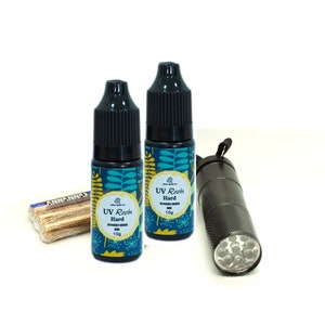 Beginner Uv Resin Set - UV resin and uv flashlight - 2 10g clear hard UV resin, uv flashlight for resin, resin craft supplies, uv resin