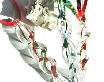 Custom Color Glass Icicle Ornaments - 3 Handmade Christmas Tree Decoration