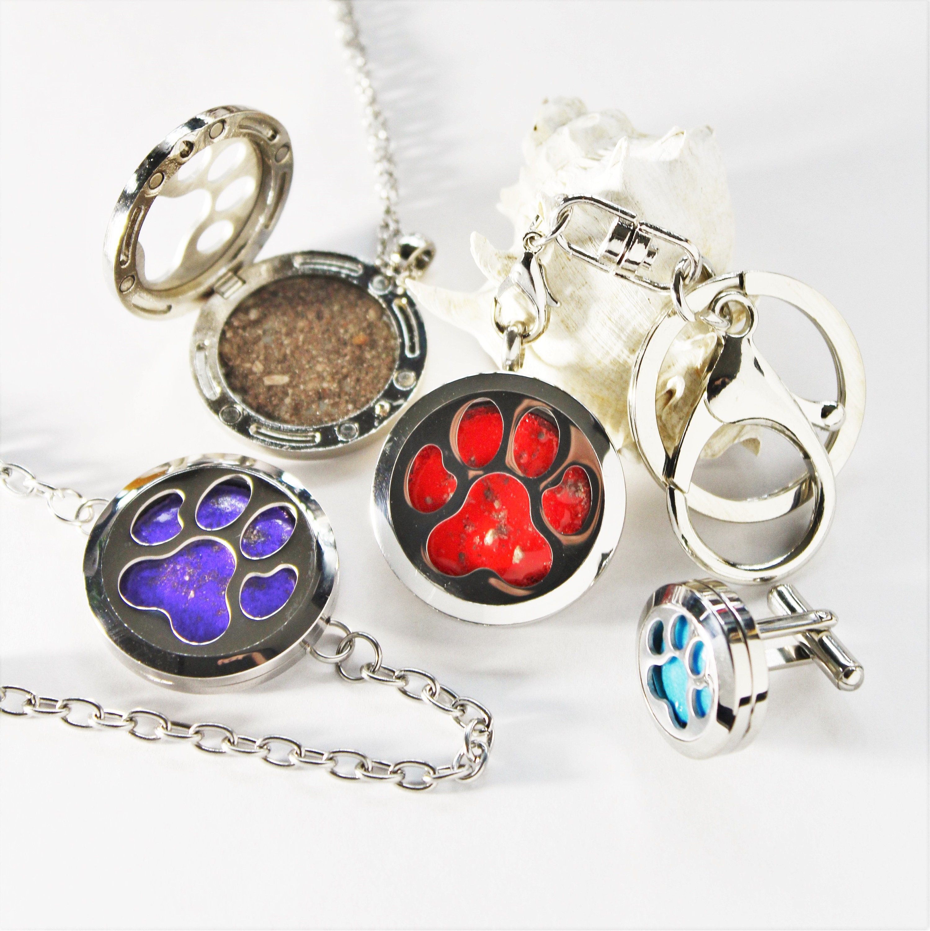 Pet Cremation Jewelry Paw Print Necklace for Ashes Cremation Urn