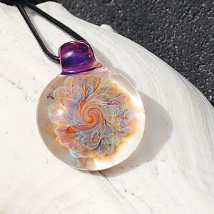 Glass pendant necklace - Glass jewelry. Trippy glass pendant. Heady glass pendant. Handmade statement necklace. Gift for her. Glass necklace
