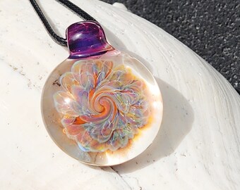 Glass pendant necklace - Glass jewelry. Trippy glass pendant. Heady glass pendant. Handmade statement necklace. Gift for her. Glass necklace