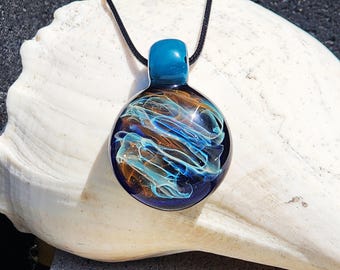 Handmade Blown Glass Pendant Necklace - Trippy glass pendant, Heady Glass Pendant