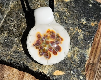 Handmade Glass Pendant Necklace: Warm Golden Glow Design Unique Blown Glass Jewelry, Festival Jewelry