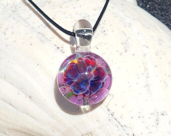 Handmade Glass Pendant – Color-Changing Purple Crushed Glass Necklace