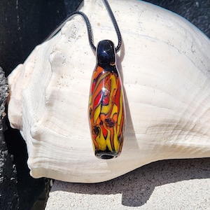 Handmade Heady Glass Pendant: Tubular Blown Glass Necklace