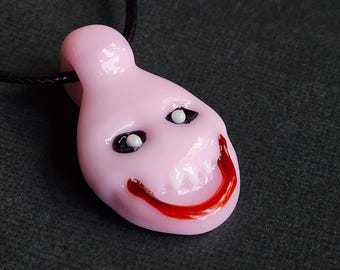 Summerween Skull Pendant Necklace - Spooky Pink Glass Jewelry, Handmade Lampwork Goth Necklace, Halloween Witchy Gift