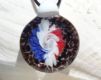 Large Glass Pendant - Trippy glass pendant - Heady glass pendant - Gift for her - Gift for him - Birthday gift. Blown glass pendant necklace