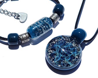 Ocean Blue Pet Memorial Jewelry Set – Pet Loss Gifts