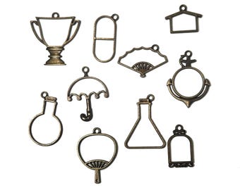 Open Back Bezels: Gold & Bronze Frames for Resin Jewelry - 10pcs