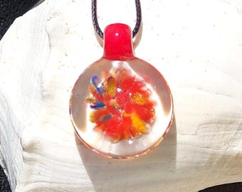 Heady Glass Pendant Necklace: Blown Glass Trippy Pendant. Handmade unique gift for her. Best friend Birthday gift.
