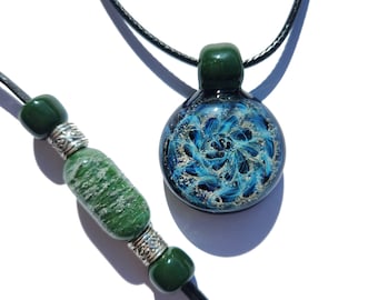 Forest Green Pet Memorial Jewelry Set – Ashes Necklace & Bracelet Cremation Jewelry