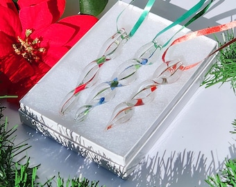 3 Handmade Glass Icicle Ornaments - Beautifully Wrapped for Holiday Giving!