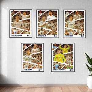 Modern Real Madrid Stars – Digital Poster Bundle (Bellingham, Vini Jr., Mbappé, Modrić, Courtois)