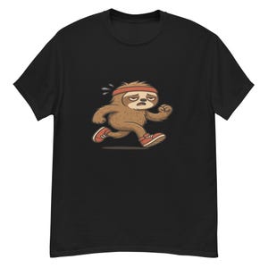 Funny Late Runner T-Shirt – Cartoon Character Streetwear – Relatable Tired Humor Tee – Sarcastic Gift Idea for Procrastinators