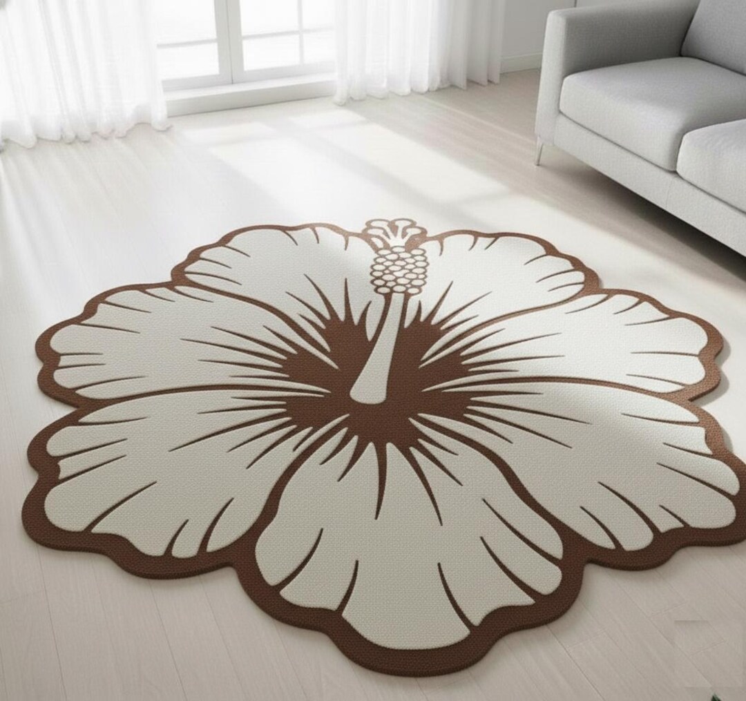 Hand-tufted Hibiscus Flower Rug | Large Floral Shaped Carpet | Modern ...