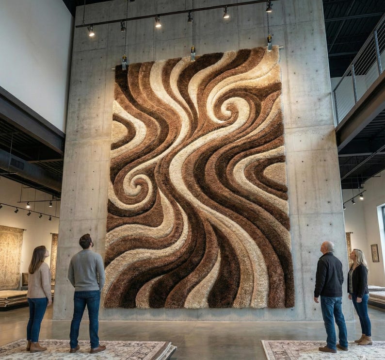 Moevment Rugs Hand-tufted Swirl Wave Wool Rug | Modern Abstract Curved Pattern Area ...