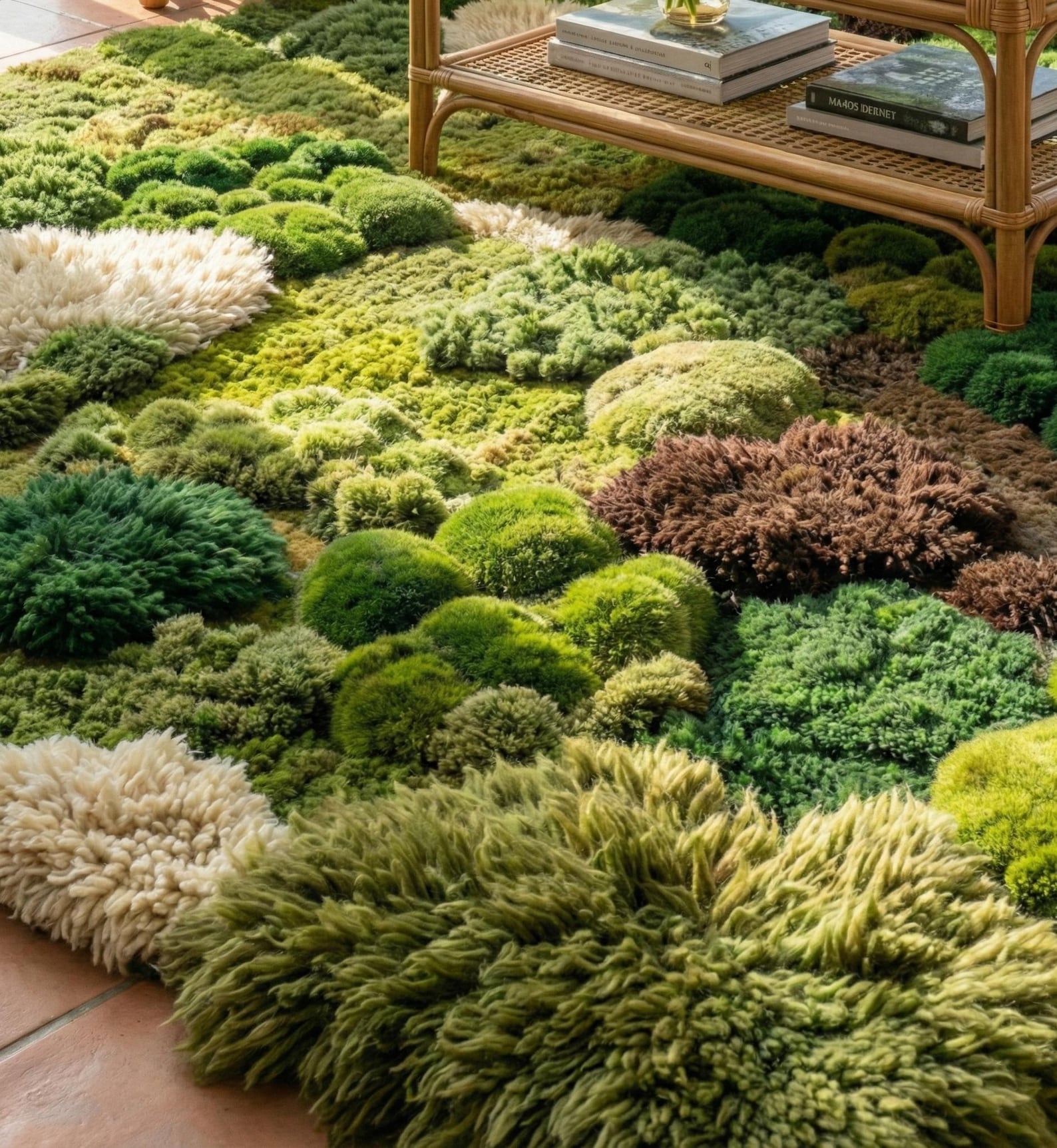 Hand-tufted Moss Texture Wool Rug | 3D Organic Nature Inspired Area Rug ...