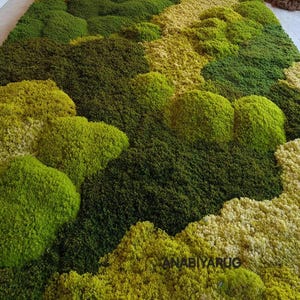 Hand-tufted Wool Area Rug: Forest Canopy Moss Green & Yellow - Etsy